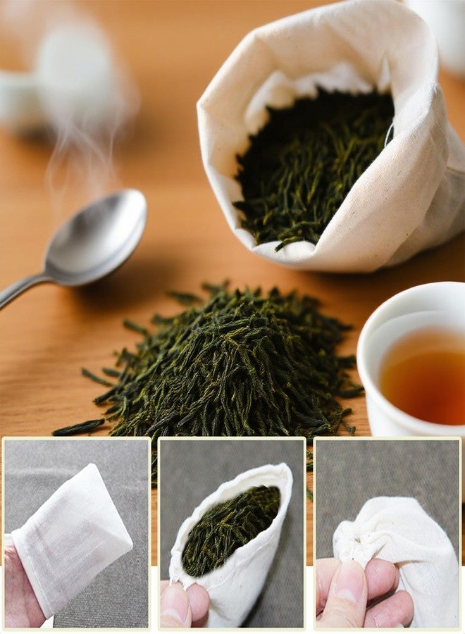 Brelixo 10 Pcs Spice Bags, Reusable Empty Tea Bags, Muslin Strainer Bags, Soup Bags for Cooking Natural Cotton Fine Mesh Cheesecloth Bags for Cold Brew Coffee(4 x3.2Inch) - Image 3